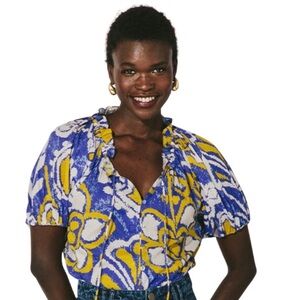 Cleobella Azores Blue Ikat Blouse
